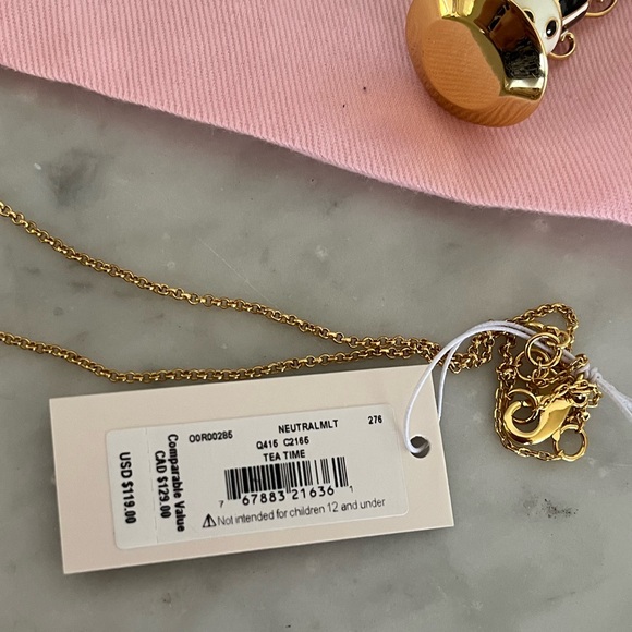 NWT KATE SPADE Alice in Wonderland Stacked Teacup Pendant Necklace Tea Time - Picture 5 of 9